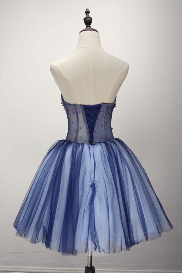 Ball Gown Strapless Short Tulle Homecoming Dress With Beading PG139 - Tirdress