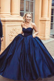 Ball Gown Sweetheart Burgundy Dark Navy Chic Prom Dress TP0991