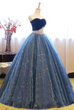 Ball Gown Sweetheart Navy Blue Lace Prom Dress with Beading PG497 - Tirdress