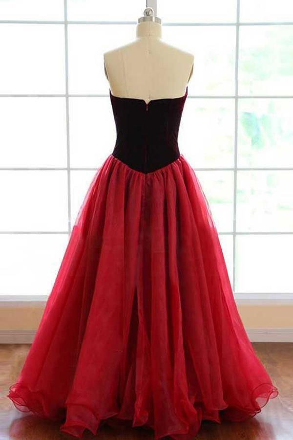 Ball Gown Sweetheart Sweep Train Dark Red Tulle Prom Dress PG476 - Tirdress