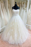 Ball Gown Tulle Lace Spaghetti Straps Appliqued Wedding Dresses TN267 - Tirdress