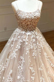 Ball Gown Tulle Scoop Appliqued Lace Long Prom Dress Evening Dress TP0902 - Tirdress