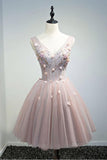 Ball Gown V-neck Short Tulle Homecoming Dress With Beading PG134