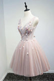 Ball Gown V-neck Short Tulle Homecoming Dress With Beading PG134 - Tirdress