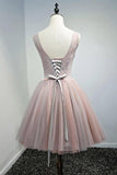 Ball Gown V-neck Short Tulle Homecoming Dress With Beading PG134 - Tirdress