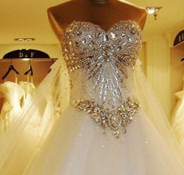 Ball Gown Watteau Train Wedding Dress With Appliques Beading TN0013 - Tirdress