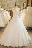 Ball Gowns Tulle High Neck Wedding Dress With Lace Applique TN0034 - Tirdress