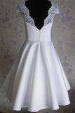 Bateau Knee-Length Cap Sleeves Open Back White Homecoming Dress TR0088 - Tirdress