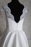 Bateau Knee-Length Cap Sleeves Open Back White Homecoming Dress TR0088 - Tirdress