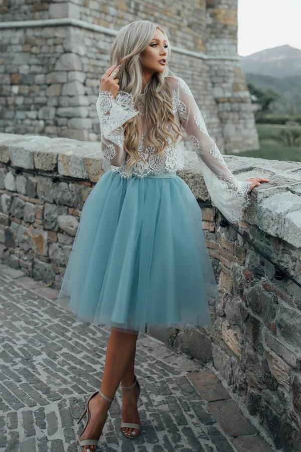 Two Pieces Lace Short Prom Dress Party Dress Homecoming Dress US14 / Custom Color Two Pieces Lace Short Prom Dress Party Dress Homecoming Dress US14 / Custom Color