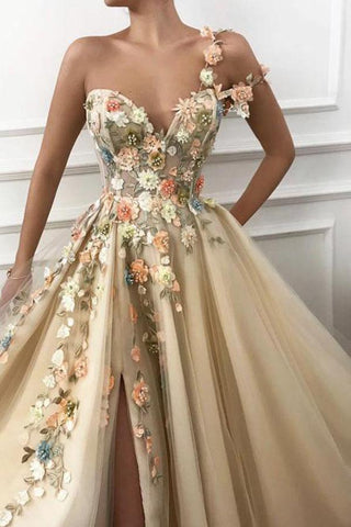 Blossom Essence Sweetheart One Shoulder Gown Prom Dress TP0828 - Tirdress