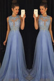 Robes de bal bleues Robes de soirée élégantes Robes de soirée perlées PG376