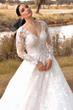Boho A-line Long Sleeves Lace Outdoor Wedding Dresses TN319
