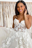 Boho Wedding Gowns Sweetheart Neck 3D Lace Wedding Dresses TN317 - Tirdress