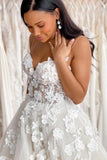 Boho Wedding Gowns Sweetheart Neck 3D Lace Wedding Dresses TN317 - Tirdress