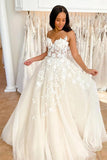 Boho Wedding Gowns Sweetheart Neck 3D Lace Wedding Dresses TN317 - Tirdress