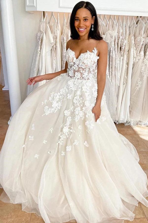 wedding dress with sweetheart neckline and lace Sweetheart Strapless A-Line Lace Beach Wedding Dress Ivory / US 14