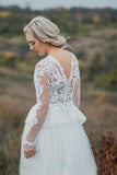 Boho A-line Wedding Dress V Back Lace Bridal Gown Separates Wedding Dress TN247 - Tirdress