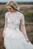 Boho A-line Wedding Dress V Back Lace Bridal Gown Separates Wedding Dress TN247
