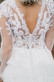 Boho A-line Wedding Dress V Back Lace Bridal Gown Separates Wedding Dress TN247 - Tirdress