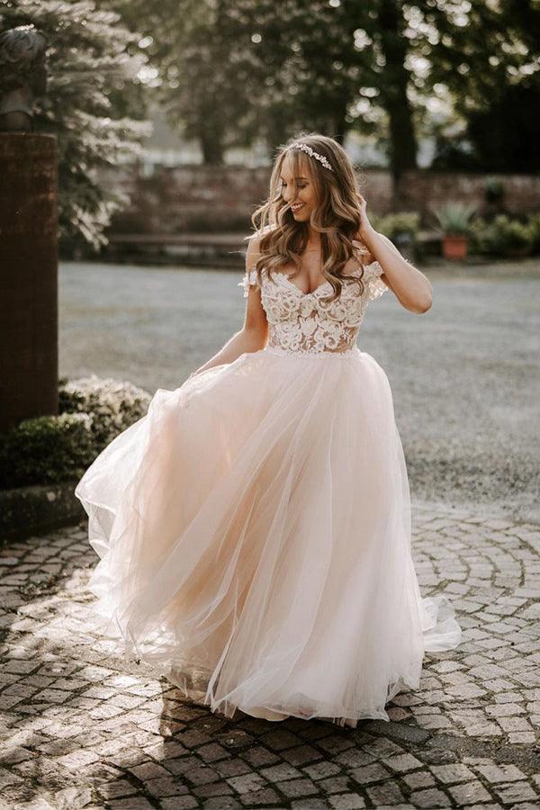 Boho Champagne Off The Shoulder Wedding Dress Bridal Gown TN291 Custom Size / As Picture Boho Champagne Off The Shoulder Wedding Dress Bridal Gown TN291 Custom Size / As Picture