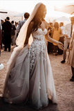 Boho chérie robe de mariée robes de mariée avec appliques de dentelle 3D TN257