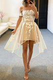 Champagne Tulle Off The Shoulder High Low Homecoming Dresses HD0164