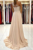 Champagne Chiffon One Shoulder Lace Long Prom Dress Evening Dress TP1033 - Tirdress
