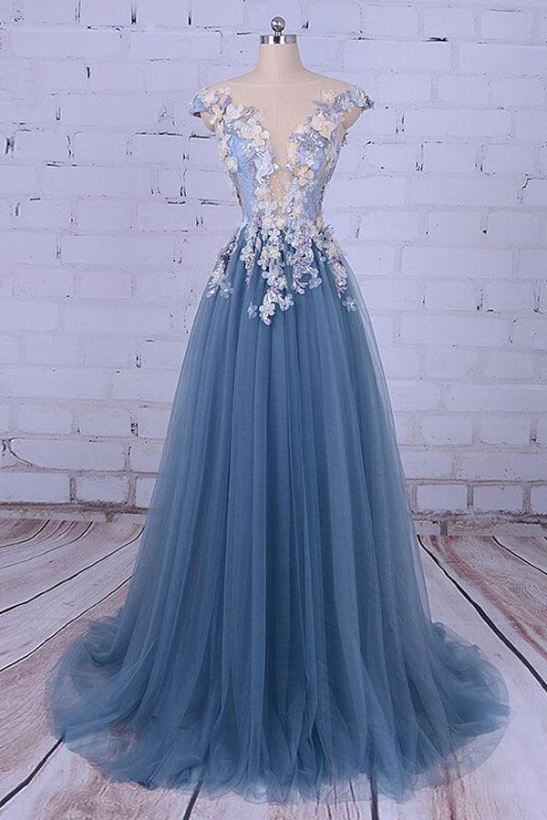 Charming Prom Dress, Elegant Long Tulle Appliques Formal Dress Tirdress Charming Prom Dress, Elegant Long Tulle Appliques Formal Dress Tirdress
