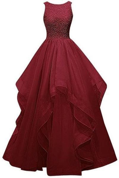 Charming Burgundy A-Line Prom Dress Evening Dress PG 218 - Tirdress