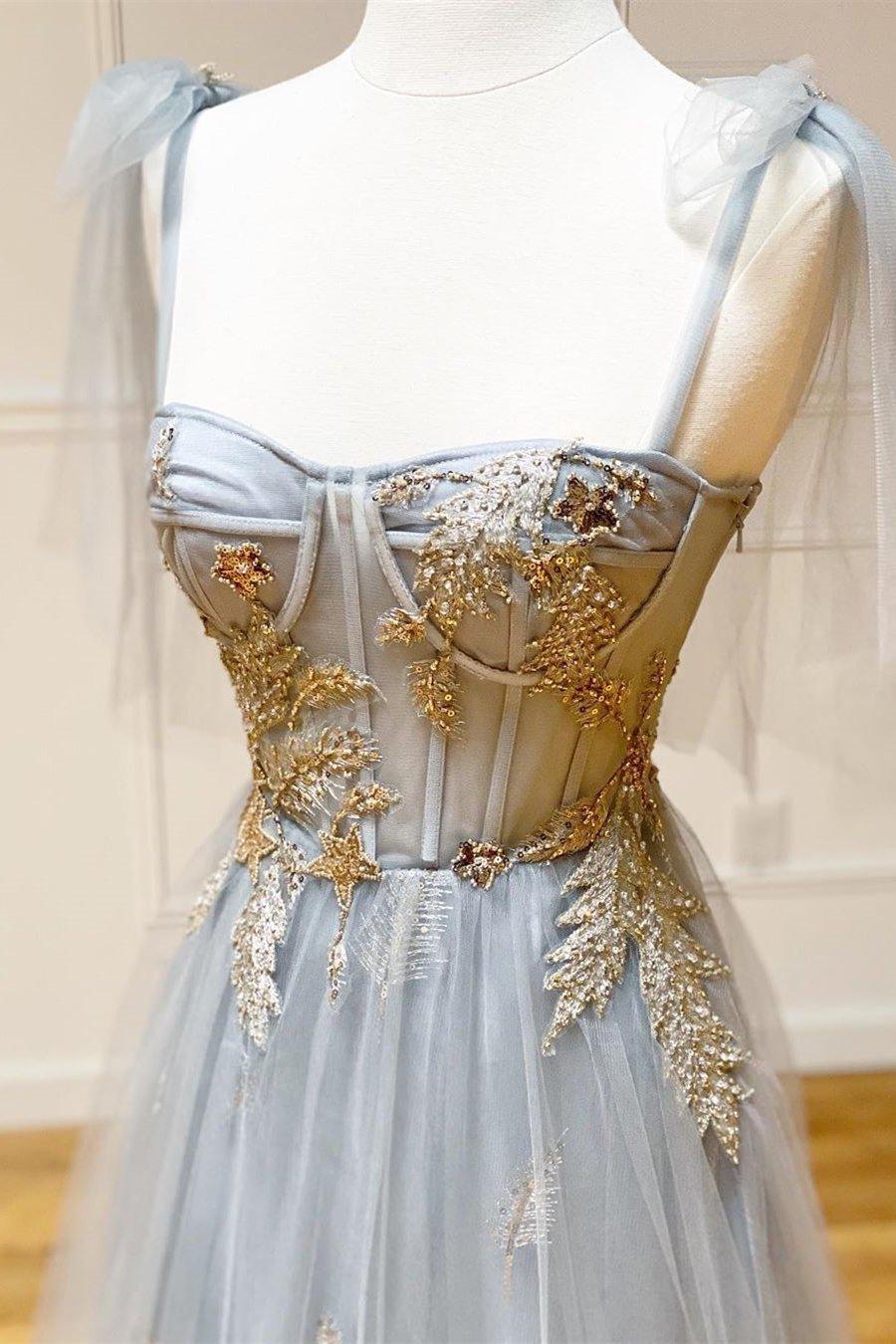 Charming Grey Tulle Appliques Long Prom Dress Formal Dress US16 / As Picture Charming Grey Tulle Appliques Long Prom Dress Formal Dress US16 / As Picture