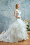 Charming Off-the-Shoulder Lace-Up Mermaid Beading Wedding Dress WD047 - Tirdress