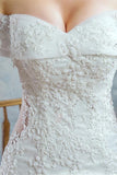 Charming Off-the-Shoulder Lace-Up Mermaid Beading Wedding Dress WD047 - Tirdress