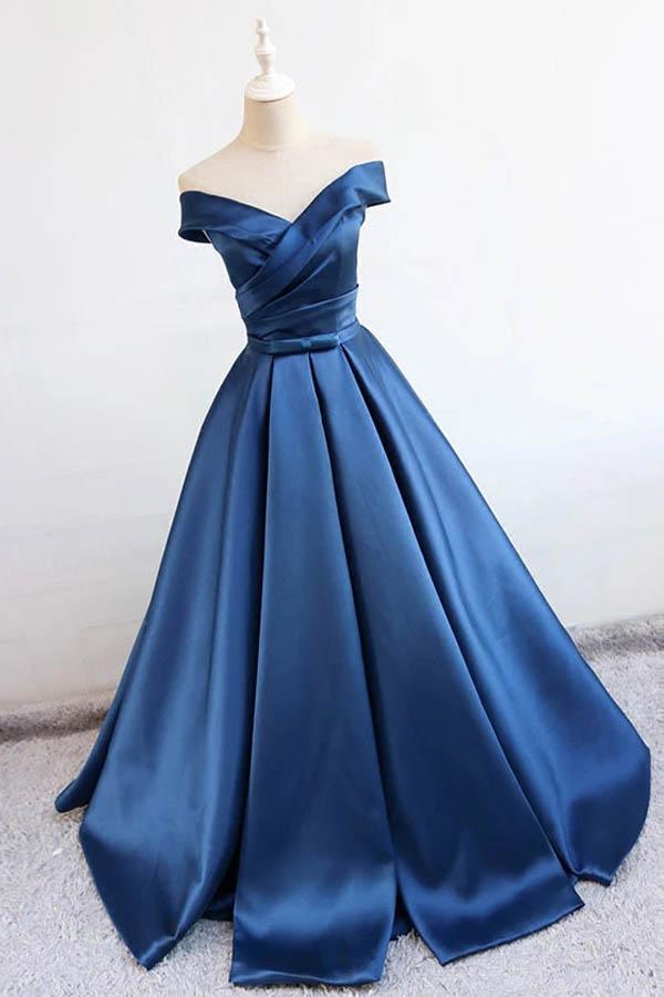 Charming Satin Prom Dress Off The Shoulder Lace Up Formal Dress TP1008 Tirdress Charming Satin Prom Dress Off The Shoulder Lace Up Formal Dress TP1008 Tirdress