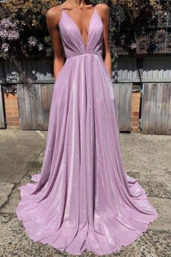 Charming Spaghetti-Straps A-line V-neck Prom Dresses with Sequins Tirdress Charming Spaghetti-Straps A-line V-neck Prom Dresses with Sequins Tirdress