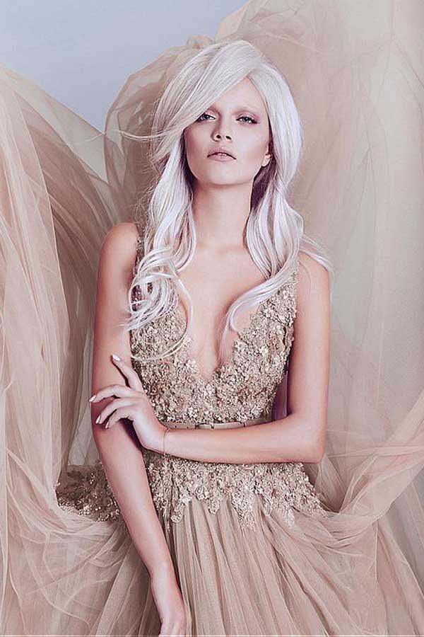 Charming Tulle V-Neck A-Line Evening Dresses With Lace Appliques PG504 - Tirdress
