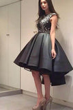 Chic Modern Sparking Beading High Low Black Organza Homecoming Dress PG178