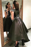 Chic Modern Sparking Beading High Low Black Organza Homecoming Dress PG178 - Tirdress