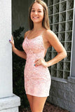 Chic Tight Short Lace Criss-Cross Back Prom Homecoming Dress HD0083