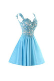 Chiffon Applique Homecoming Dresses Short Prom Dresses With Straps PG091 - Tirdress