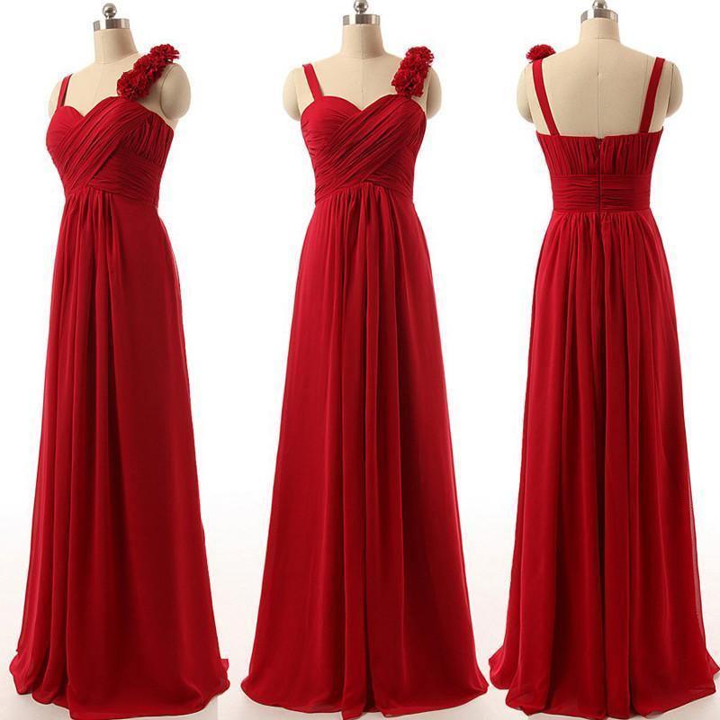Chiffon Bridesmaid Dress,Long Bridesmaid Dress,Burgundy Bridesmaid Dress BD055 - Tirdress