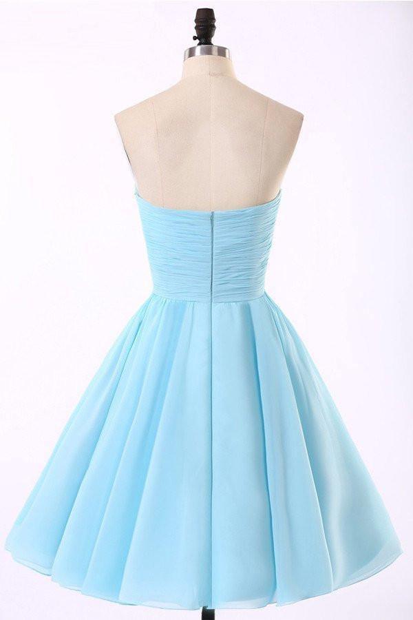 Chiffon Light Blue Cute Homecoming Dress Short Prom Dress With Beading TR0212 - Tirdress