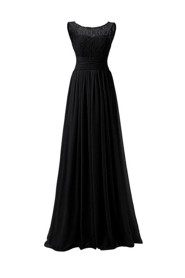 Chiffon Long Prom Dress Scoop Bridesmaid Dress Lace PG 204 - Tirdress