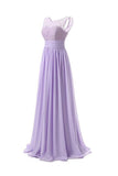 Chiffon Long Prom Dress Scoop Bridesmaid Dress Lace  PG 204