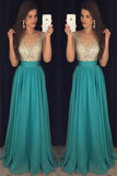 Crystal Long Floor-Length Scoop Chiffon Elegant Prom Dress PG440 - Tirdress