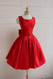 Jolie robe de bal courte en satin ligne A avec nœud, robe de bal HD0158