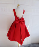 Cute A Line Satin Short Prom Dress With Bow, Homecoming Dress HD0158 - Tirdress
