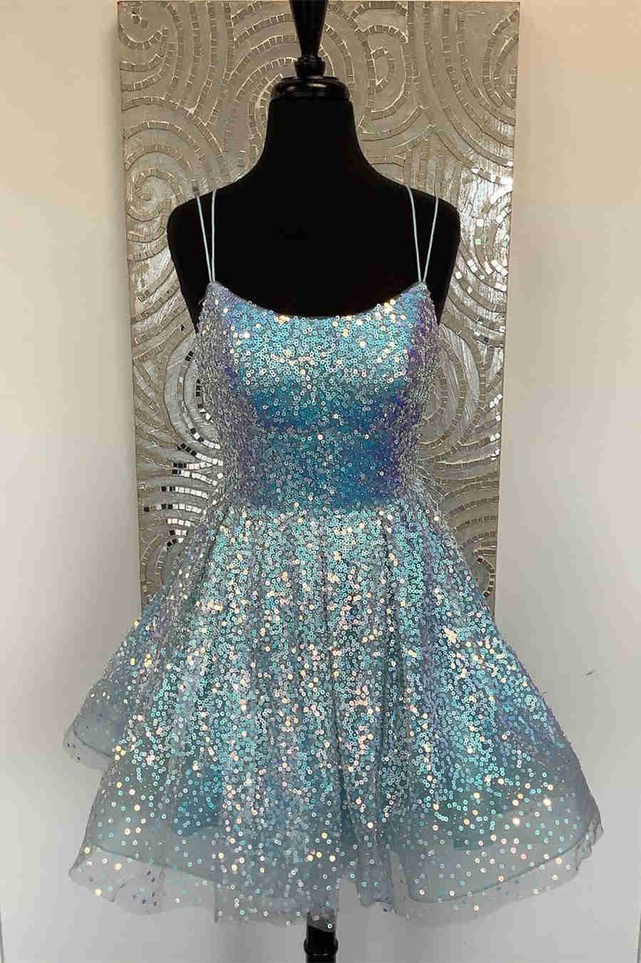 Cute Hot Pink Sequins A-Line Homecoming Dress Short Prom Dress HD0177 US16 / Light Blue Cute Hot Pink Sequins A-Line Homecoming Dress Short Prom Dress HD0177 US16 / Light Blue