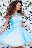 Cute A-line Blue Short Prom Dress Tulle Homecoming Dress PG150 - Tirdress