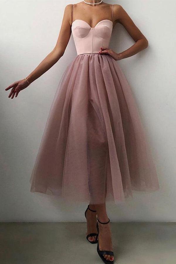 Cute A Line Sweetheart Spaghetti Straps Dusty Blush Party Dresses US16 / Custom Color Cute A Line Sweetheart Spaghetti Straps Dusty Blush Party Dresses US16 / Custom Color